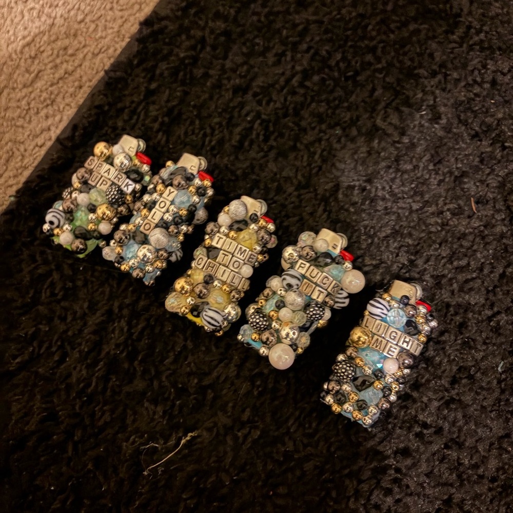 Decorative Beaded Lighters Set